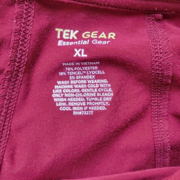 Tek Gear Womens Top XL Tee Essential Long Sleeve Maroon Red Comfy RED53E - Picture 7 of 7